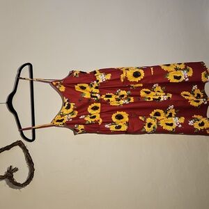 Sunflower Print Midi Dress